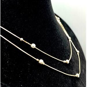 Italy Double Ball and‎ Chain Sterling Necklace